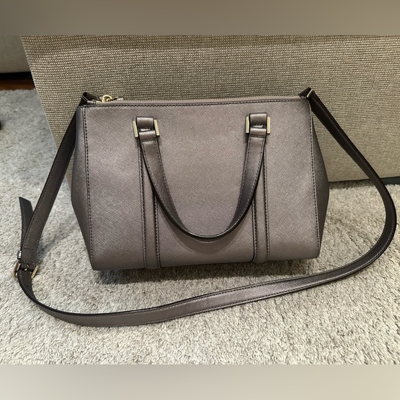 Kate Spade ♠️ Newbury Lane Small Loden Satchel - Metallic Grey - Picture 3 of 16